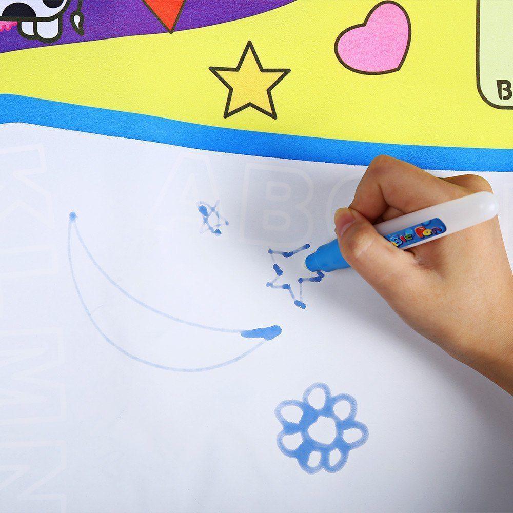 1-6 Years Children Kids Baby Drawing  Educational Water Mat Drawing Painting Toddler Board/ Charpet With Magic Water Pen Gift 45.5 X 29cm (White)