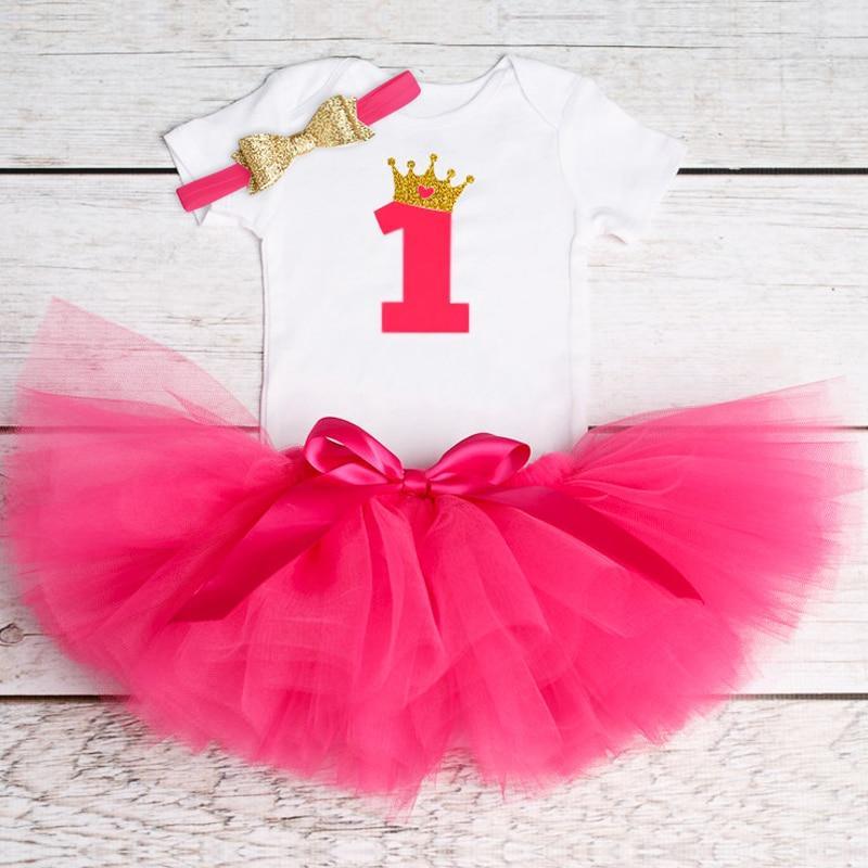 New 1st Birthday Tutu Baby Infant Christening Cake Dresses for Party Kids 1 Year Baby Girl For  Birthday Party