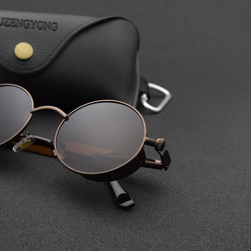 Luxury Popular Retro  Gothic Steampunk Polarized Men and  Women Brand Designer Vintage Round High Quality Metal Frame Sunglasses With UV400 Protection