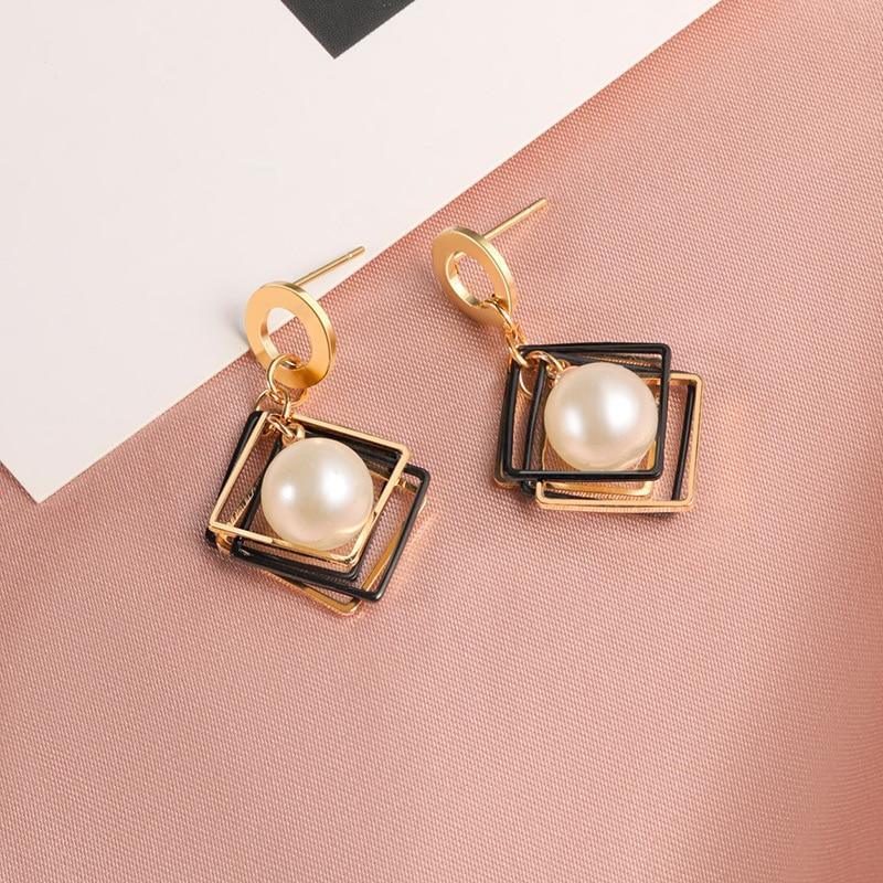 New Fashion Round Dangle Drop Korean Earrings For Women In Geometric Round Heart Gold Earring Wedding Elegant Style