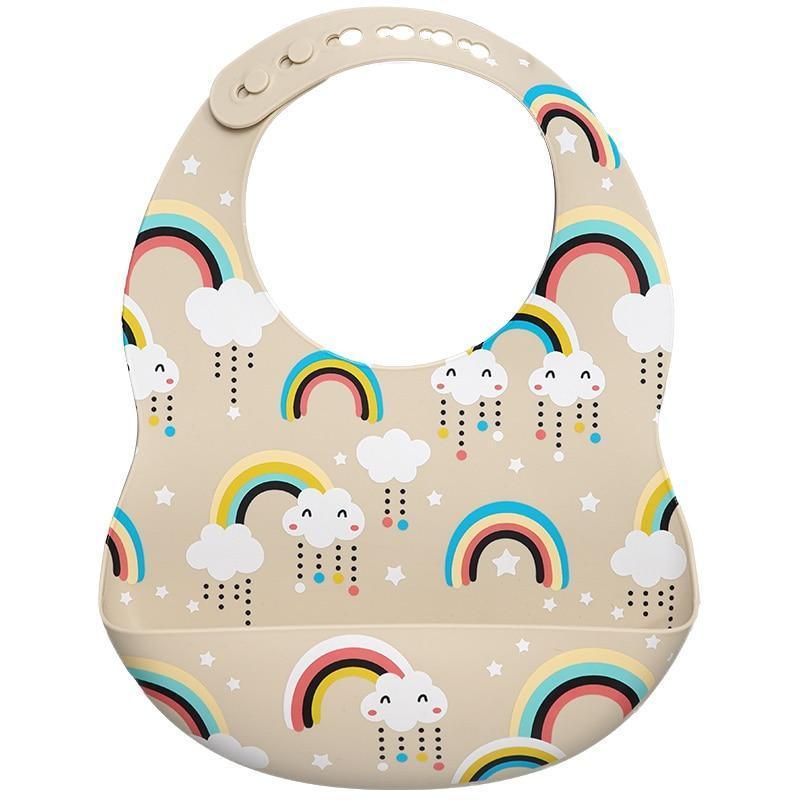 Cartoon Printed Adjustable Waterproof Silicone Feeding Bib Burp Cloth for  Baby