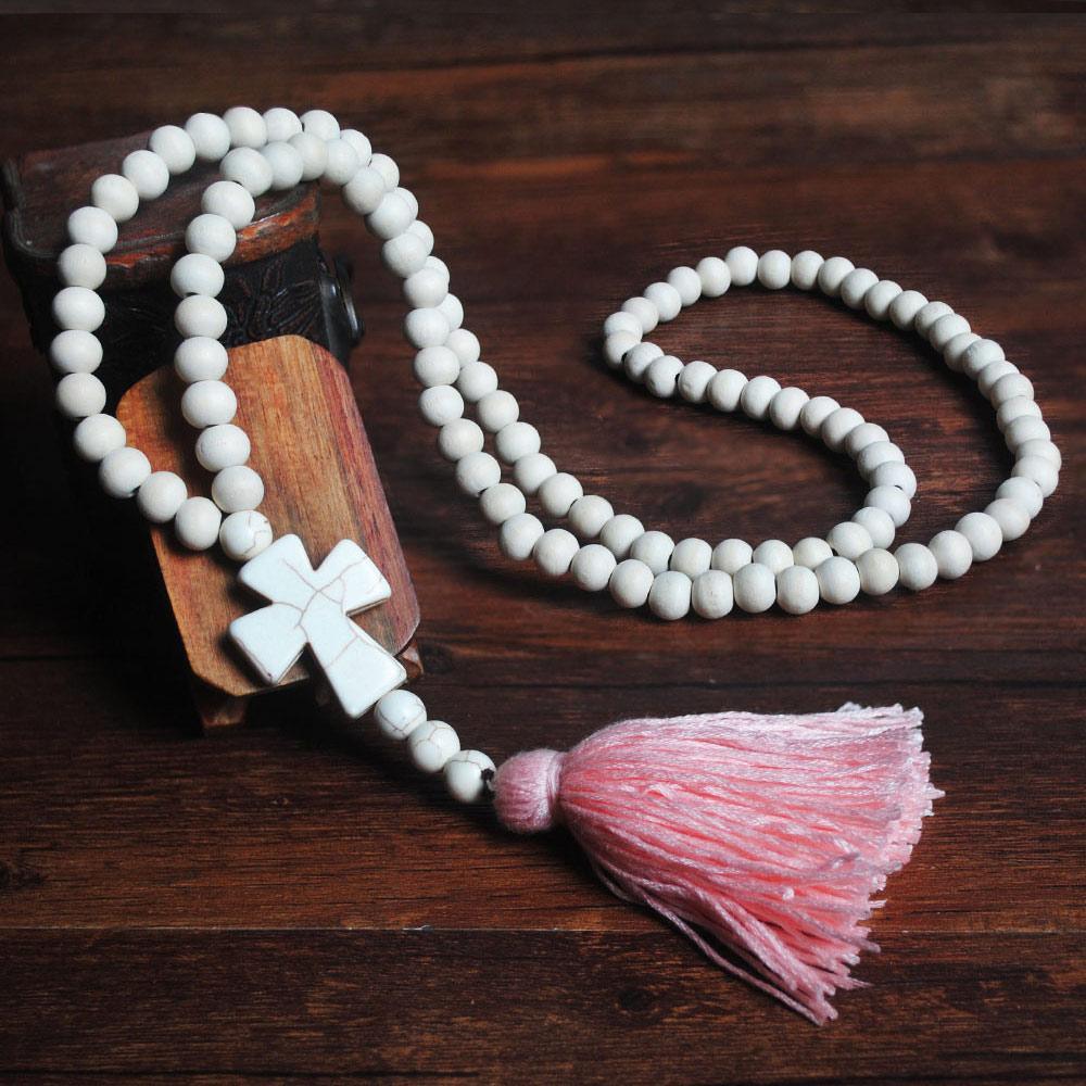 New Modern Bohemian Necklace Luxury Handmade Stones Tassels Elegant Wood Beads Amazing Necklace Long For Women Jewelry Gifts