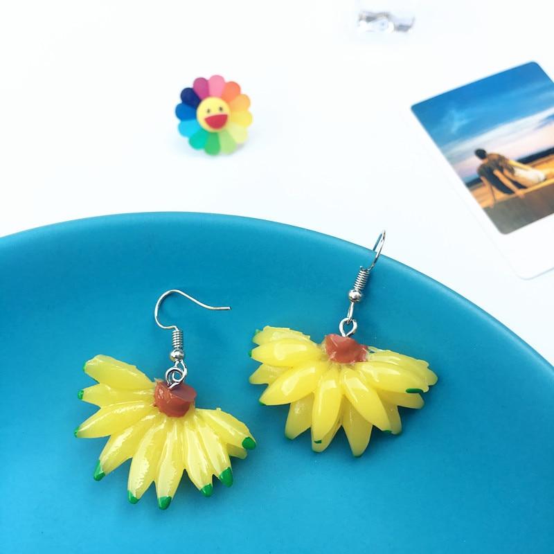 Unique Resin Stereo Lemon Orange Earrings With Long Pendant Fashion Summer Fruit Jewelry Designs For Girls And Teenagers