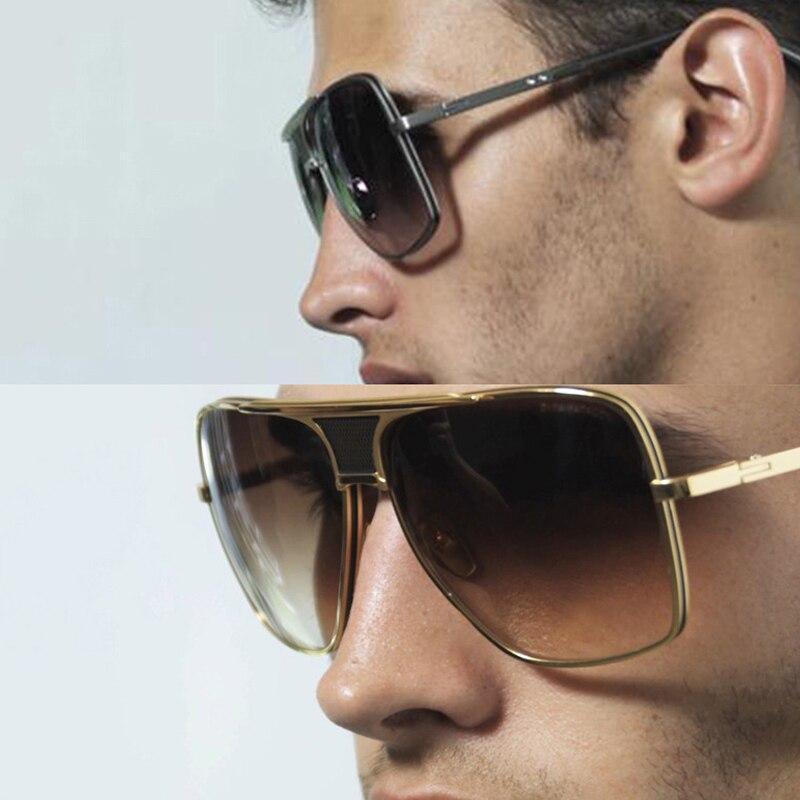 Modern Luxury Fashion Metal Gradient Square Big Frame Men's Sunglasses Brand Design Driving Sunglasses Retro Glasses Oculos De Sol