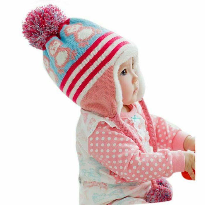 Modern New Baby Boys and Girls Winter Warm Knitted Crochet Ear flap Beanie Wool Cute Penguin Cap For Kids