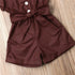 Baby Girls Clothes Sleeveless Turn-down Collar One-Pieces Romper Solid Color Girls Jumpsuit Dress for Girls