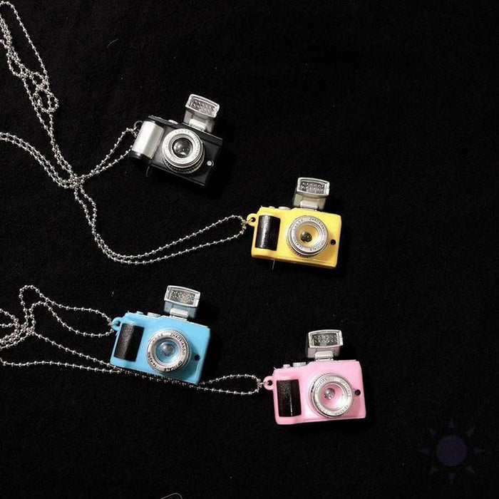 Interesting Flash Camera Necklaces Music Pendant Luminous Necklace Retro Small Camera Necklace With Flash For  Men and Women