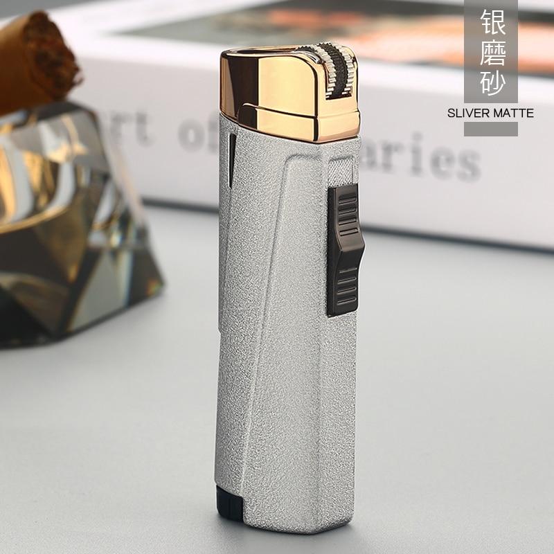 NEW Modern Luxury Grinding Wheel Three Torch Turbo Lighters For Cigarettes Accessories Cigar Smoking Lighters New Metal Design