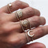 Boho Women Rings Set Compass Arrow Starfish Wave Moon Eyes Gem Gold Silver Color Opening Midi Ring Charm Lady Jewelry