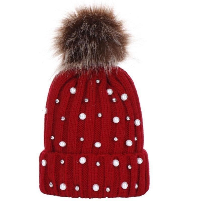 Luxury Baby Kids Pompom Newborn Baby Hat Cap Knitted Warm Hats With Rhinestone for Baby Girl/Boy Beanie Soft Toddler Hat