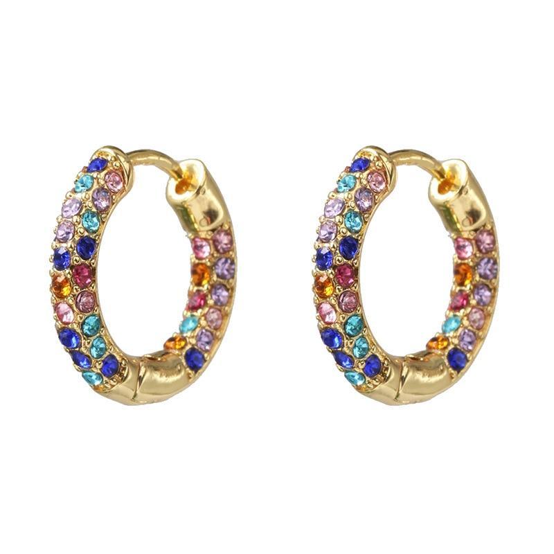 Luxury Rainbow Earrings Cubic Zirconia Ear Cuff Set for Women Trendy Gold Huggie Clip on Earrings Earcuff In  Crystal Jewelry Style