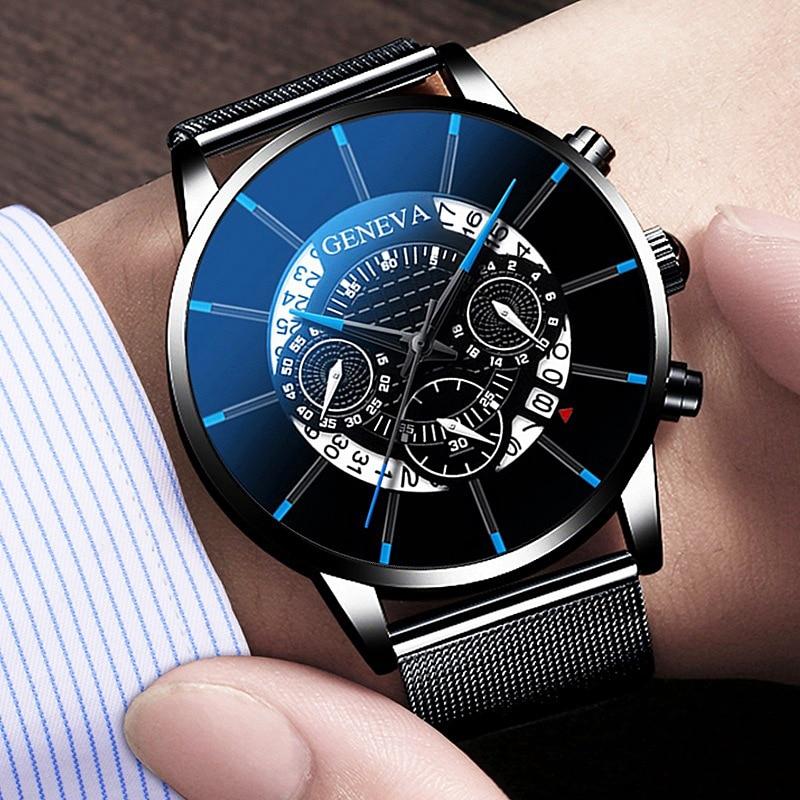 Men's Watch Stainless Steel Calendar Quartz Wristwatch Men Sports Watch Clock Geneva Clock hours For Mens and Boys