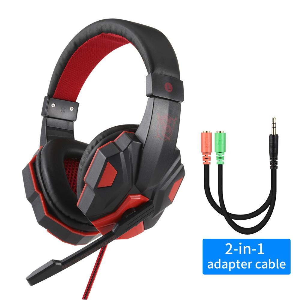 Professional Led Light Gaming Headphones for Computer Adjustable Bass Stereo PC Gamer Over Ear Wired Headset With Mic