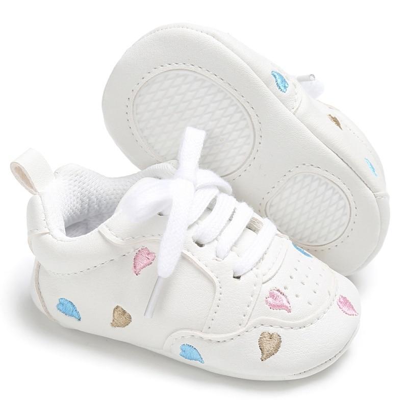 Newborn Shoes Star First Walkers Kids Toddlers Lace Up PU Leather Soft Soles Sneakers 0-18 Months