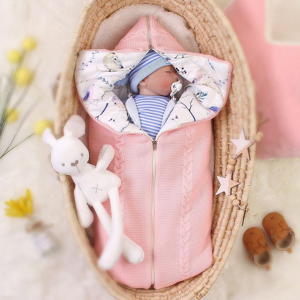 Newborn Infant Baby Knit Sleep Bag Stroller Envelope Blanket Winter Warm Swaddle Wrap Sleeping Bag For Babies