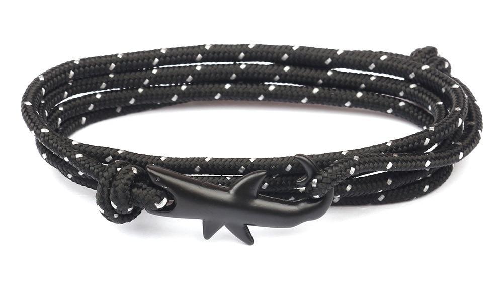 Viking Bracelets Black Color Shark Multilayer Rope Bracelet  For Men Women And Man In Charm Survival Rope Chain Male Wrap Bracelet Jewelry Style