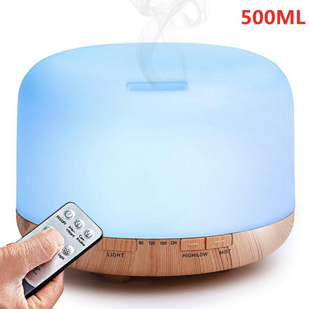 Air Humidifier Essential oil diffuser 300ML 500ML Ultrasonic Cool Mist Maker Fogger Humidifier LED Lamp Aroma Diffuser Electric  Aromatherapy Diffuser umidifier Aroma Essential Oil Diffuser with 4 Timers 2 Misting Modes Waterless Auto Off