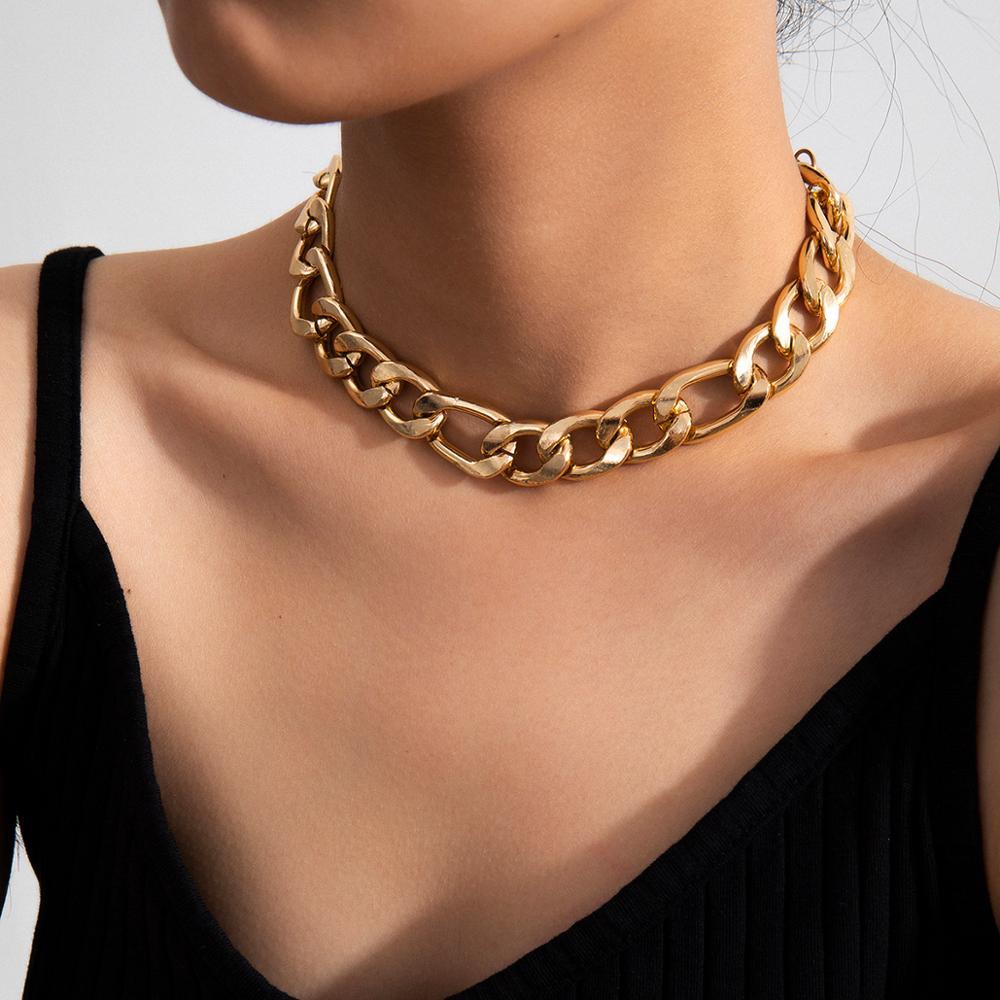 Luxury Gold and Slver Big Elegant Stailless Steel Punk Gold Choker Chain Necklace For Women Luxury Jewelry Perfect Gift For Girls