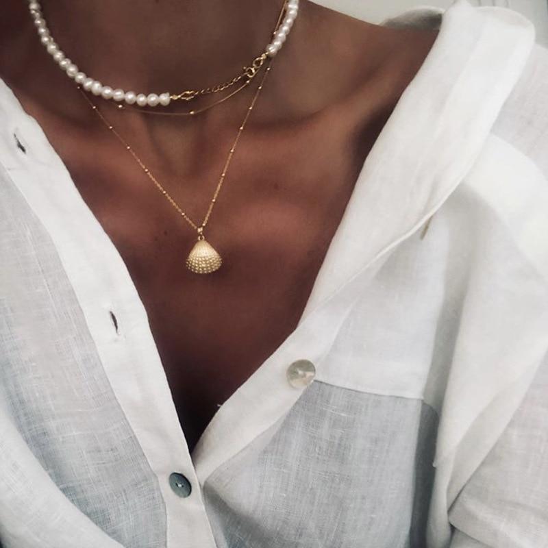 Vintage Gold Portrait Coin Pearl Pendant Necklaces For Women  Fashion Multilayer Pearl Long Necklace 2020 Jewelry