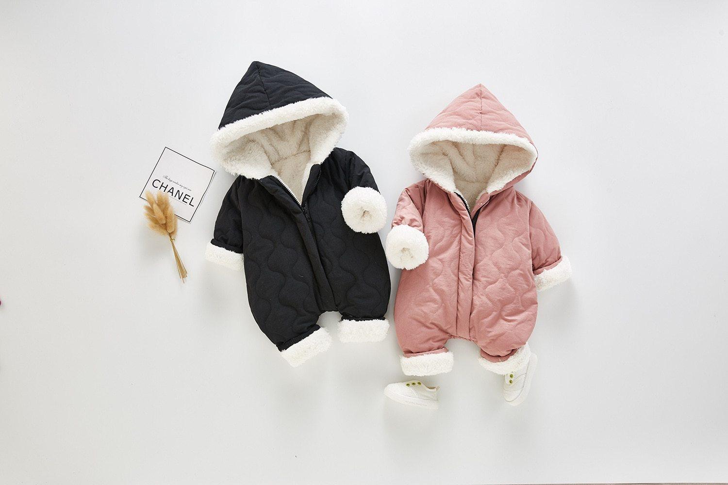 Modern Elegant Winter Children's baby Plush Thickened Cotton Jumpsuit Jacket For New Baby  Boys and Girls