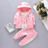 Baby Clothes Winter Thick And Warm Three-piece Cartoon Bear And Fox Printed Sweater Hooded Baby Girl Clothing Set Sweater and Pants