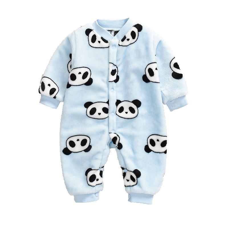 Newborn Baby Clothes Dinosaur Print Baby Boy Romper Warm Infant Soft Fleece Jumpsuit For Winter