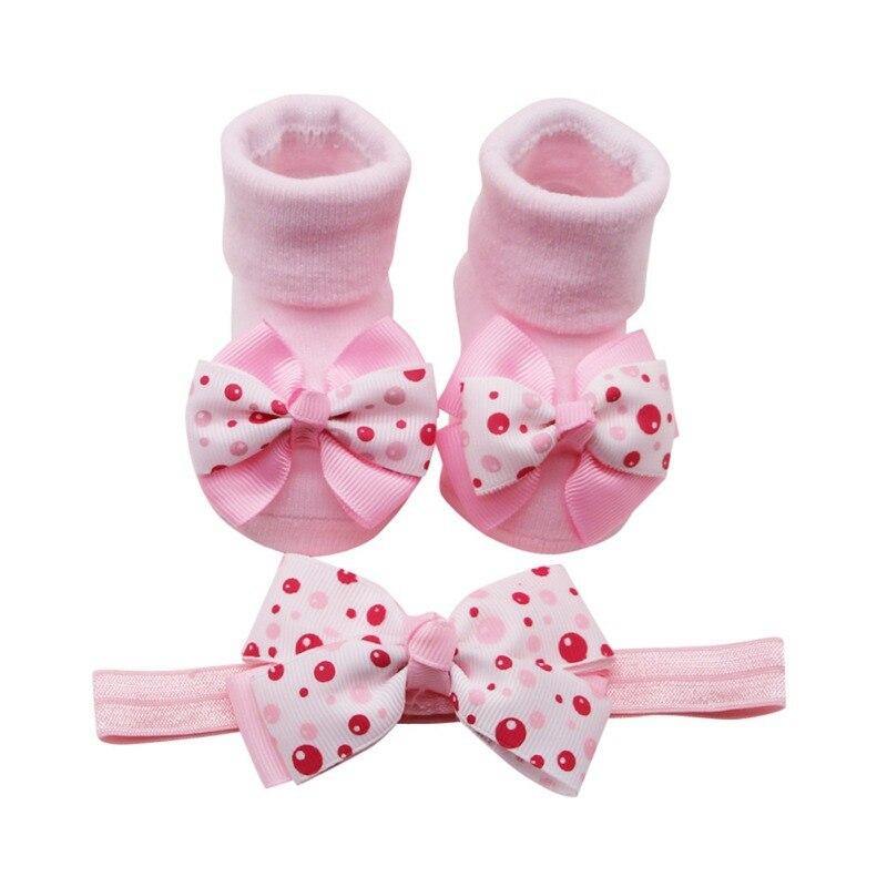 Luxury Modern Big Stretch Hair Band Crown Flower Slip Soft Cotton Socks Two-Piece Kids Children's Headwear For Girls