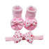 Luxury Modern Big Stretch Hair Band Crown Flower Slip Soft Cotton Socks Two-Piece Kids Children's Headwear For Girls