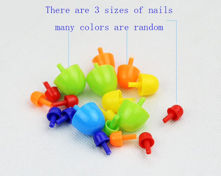 296 Pieces/Set Box-packed Grain Mushroom Nail Beads Intelligent 3D Puzzle Games Board for Children Kids Educational Toys