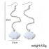 New Luxury Elegant Fashion Korea Style White Dangling Earrings For Women With Chain