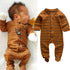 Newborn Infant Baby Girl and  Boy Long Sleeve Romper Wrap Foot Jumpsuit For Baby In Brown Design