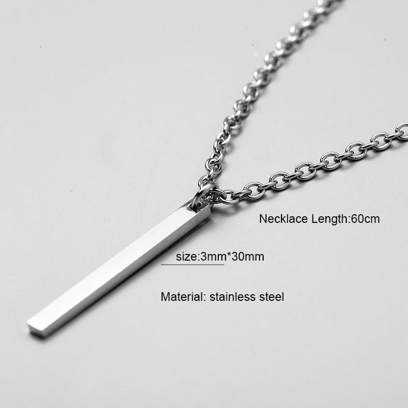 Elegant Modern Men Stainless Steel Necklace For Women and Men Simple Long Chain Rectangular pendant Necklace Statement Couples Choker Gifts