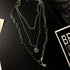 Modern Metal Ball Coin Cross Pendant Multi-layer Design Long Chain Necklace For Women In elegant Modern Design