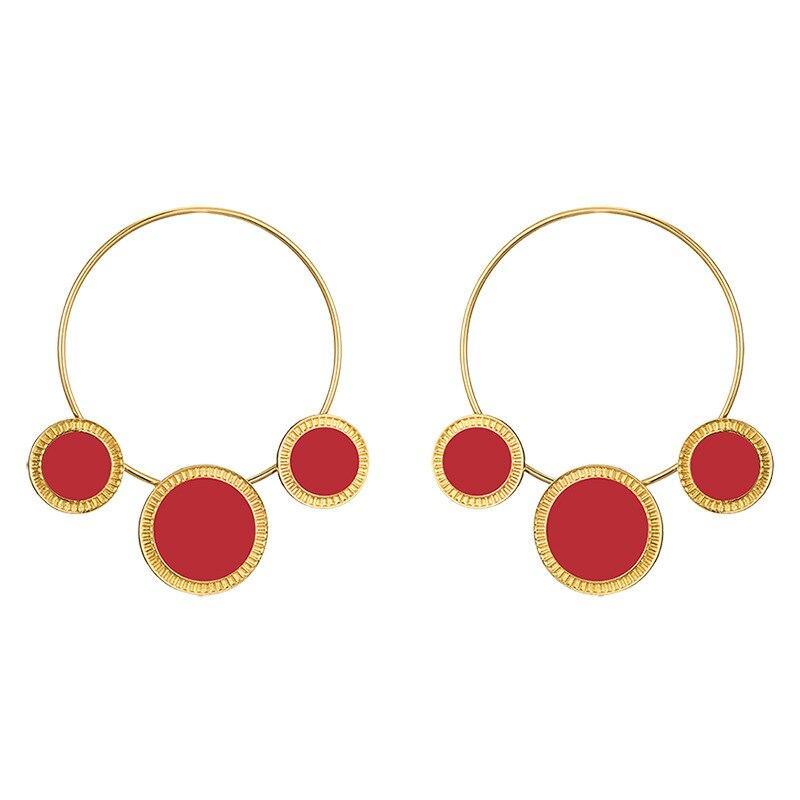 Dainty Red Heart Luxury Pendant Earrings Modern New Minimalist Gold Charm Earring Circle Fashion Street Style Fashion For Woman