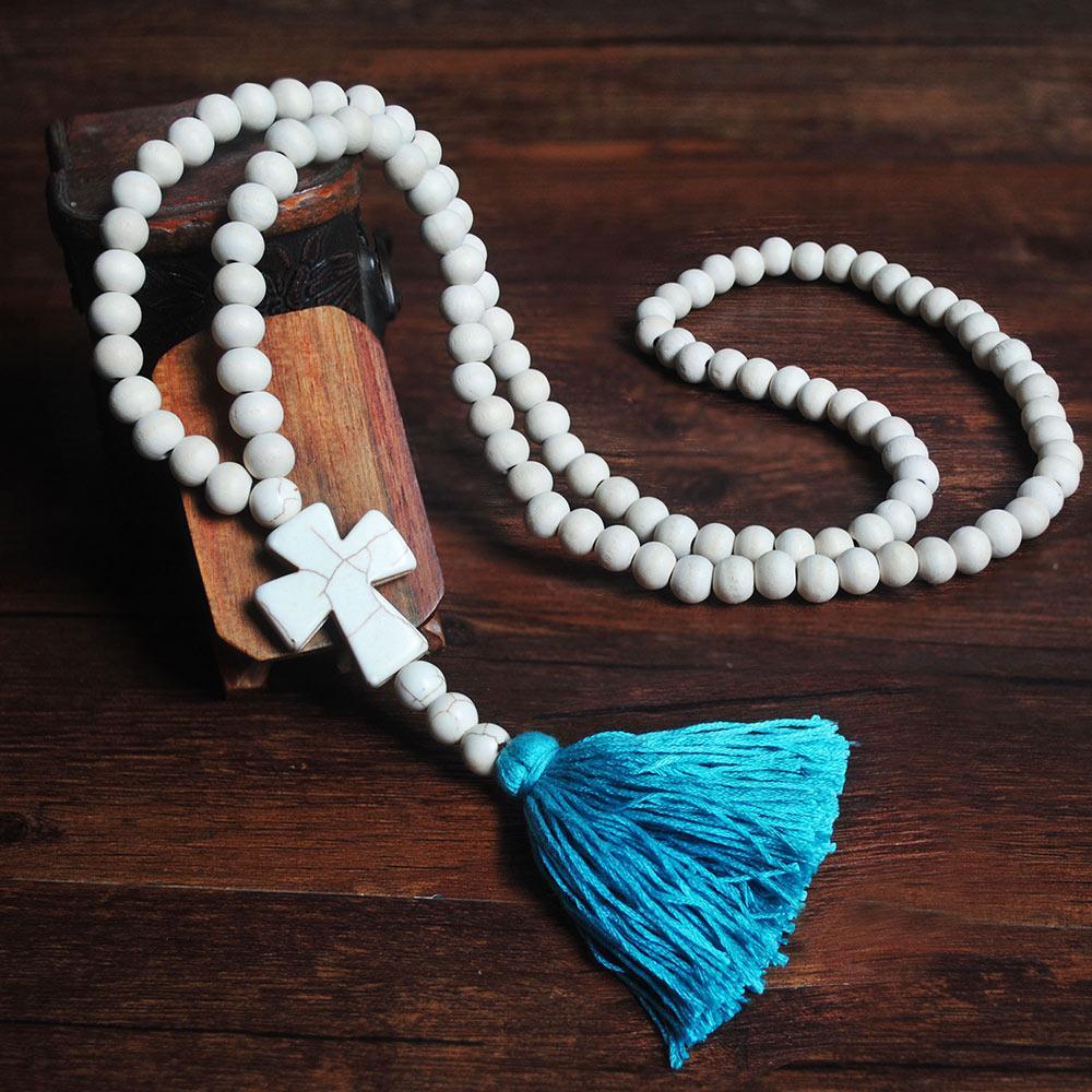 New Modern Bohemian Necklace Luxury Handmade Stones Tassels Elegant Wood Beads Amazing Necklace Long For Women Jewelry Gifts