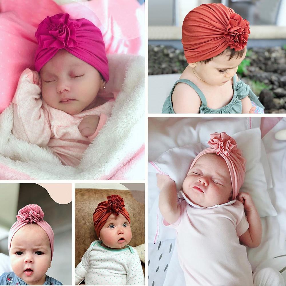 Modern Turban Baby Girls Bow Turban Hats Cotton Kids Beanie Children Hats Accessories For Girls Baby