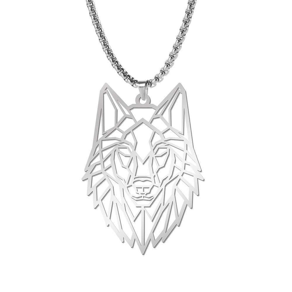 Amazing Wolf Animal Necklace 316L Stainless Steel Forest Animals Luxury For Men Elegant Necklace Hollow Cut Out Pendant Jewelry Gift For Women