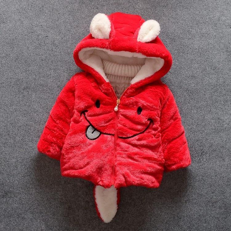 Baby Girl Einter Jacket Girl Cute Rabbit HoodedJacket Children's Wool Sweater Plus Thick Warm Plush For Kids