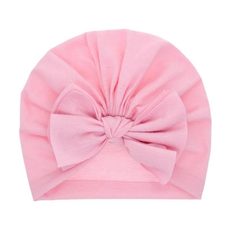 Modern Luxury Baby Girl Lovely Soft Winter Big Bow Turban Bonnet Cotton Caps For Girls Baby