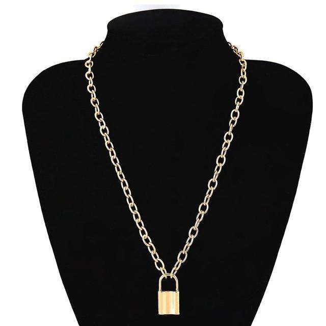 Multi Layer Lover Lock Pendant Choker Chain  Necklace For Women Luxury Jewelry Cool Style