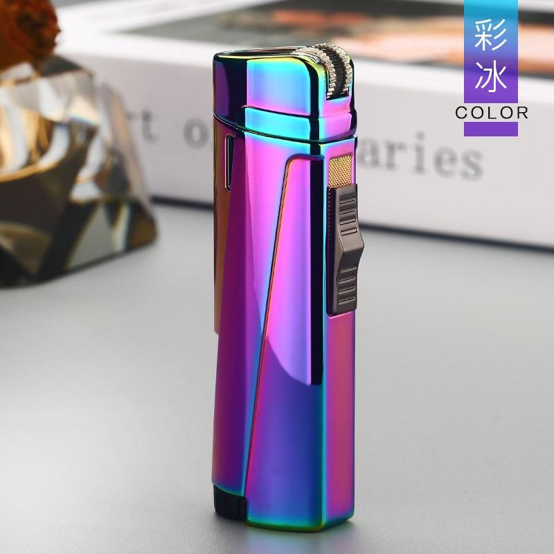 NEW Modern Luxury Grinding Wheel Three Torch Turbo Lighters For Cigarettes Accessories Cigar Smoking Lighters New Metal Design