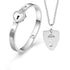 Fashion Concentric Lock Key Titanium Steel Stainless Steel Luxury Jewelry Bracelet and Necklace Couple Sets For Women