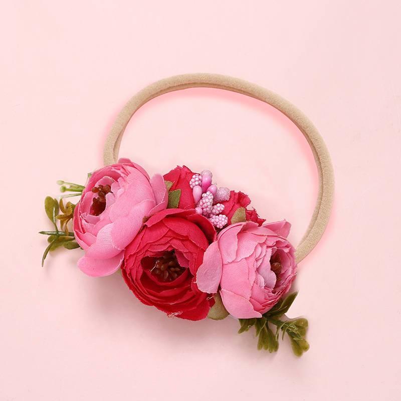 Modern Fashion Floral Headband Newborn Baby Elastic Hairbands Pearl Fresh Style Bow Knot For Girls