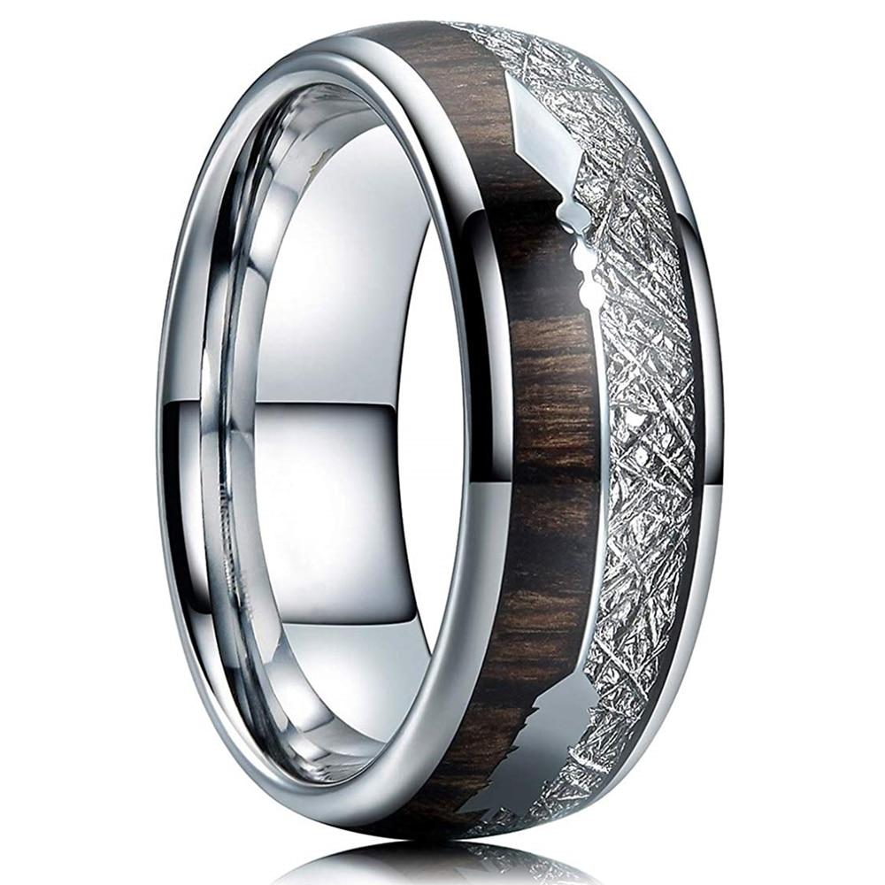 Modern Luxury Elegant Tungsten Carbide Stainless Steel Rings Meteorite Arrow Wedding Band Men's Jewelry