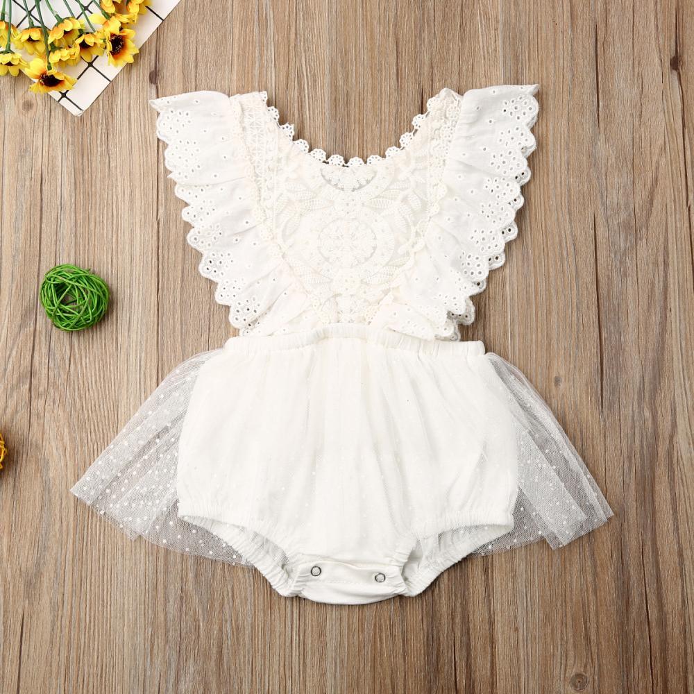 Modern Newborn Baby Girl Flower Lace Romper Bodysuit Jumpsuit Tutu Dress Outfit Clothes Made for Little Prinsess girls between 0-24Months