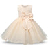 Handmade Luxury New Elegant Girls White First Birthday Party Wear 3D Rose Flower Dress Toddler Girl IWth Big Bow