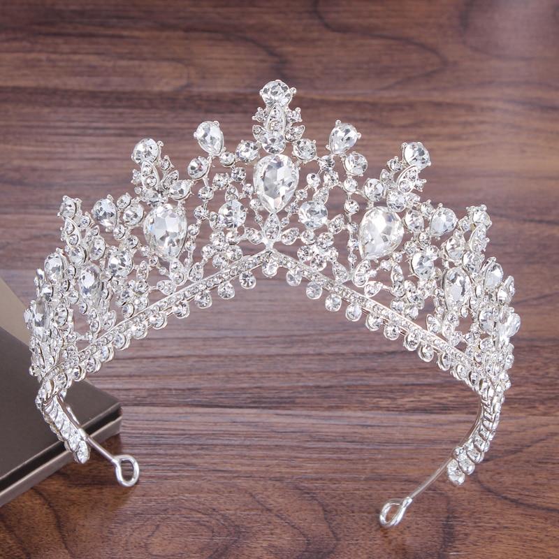 Luxury Baroque Crystal Water Drop Bridal Jewelry Sets Rhinestone Tiaras Crown Necklace Earrings for Bride Wedding Dubai Jewelry Set