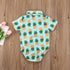 Newborn Boys Bodysuits Bow Short Sleeve Print Single Breasted Jumpsuits Shirt For Baby With Elegant Bow