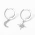 New Fashion Cute Star And Moon Earrings Top Quality Cz Crystal Charms Hoop Earrings For Women