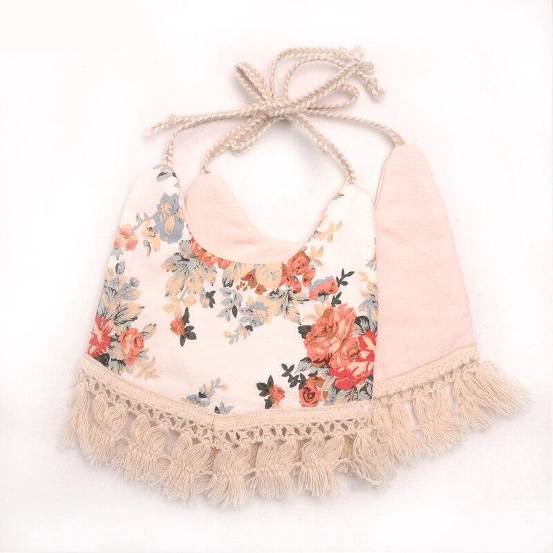 Double-deck Infant Baby Girl Boy Bib Kid Toddler Dinner Feeding Tassel Cotton Linen Burp Cloths